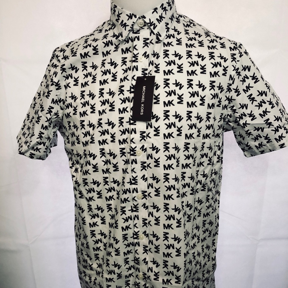 MICHAEL KORS M White & Black Logo Classic Shirt